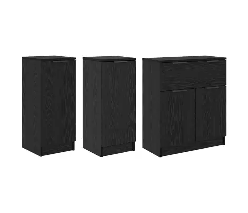 Šoninės Lentynos 3 Pcs Juoda Ąžuolo 69,5 X 34 X 180 Cm