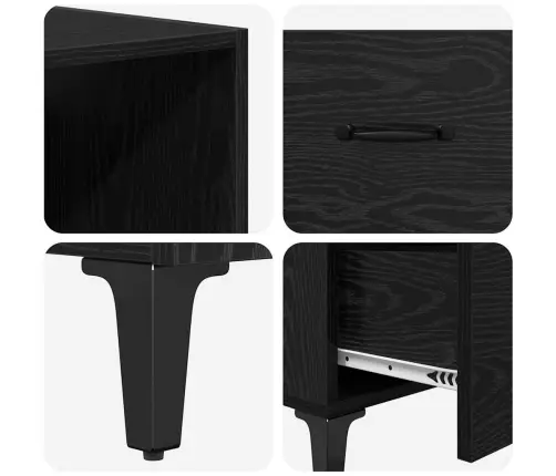 Kõide Seinale Kinnitatav Sahtliga 2 Pcs Must Tamm Tehispuit