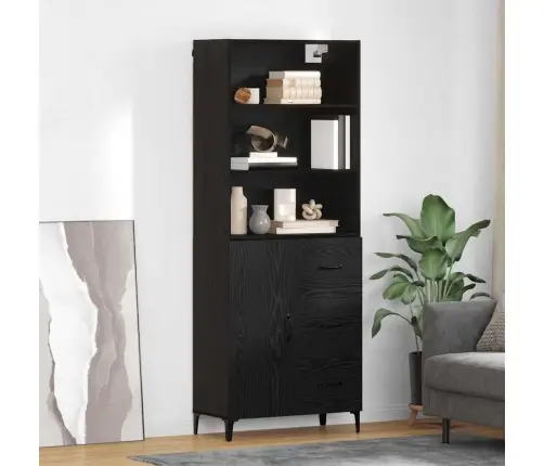 Kõide Seinale Kinnitatav Sahtliga 2 Pcs Must Tamm Tehispuit