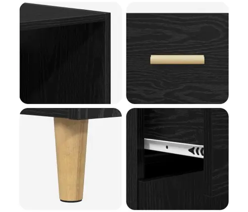 Augstais Skapītis 2 Pcs Melns Ozolkoks 69,5 X 34 X 180 Cm Vidaxl