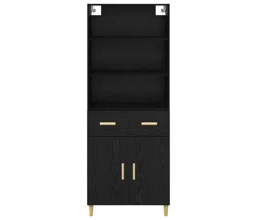 Augstais Skapītis 2 Pcs Melns Ozolkoks 69,5 X 34 X 180 Cm Vidaxl