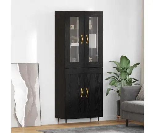 Augstais Skapītis 2 Pcs Melns Ozolkoks 69,5 X 34 X 180 Cm Vidaxl