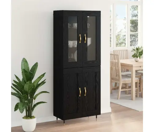 Augstais Skapītis 2 Pcs Melns Ozolkoks 69,5 X 34 X 180 Cm Vidaxl