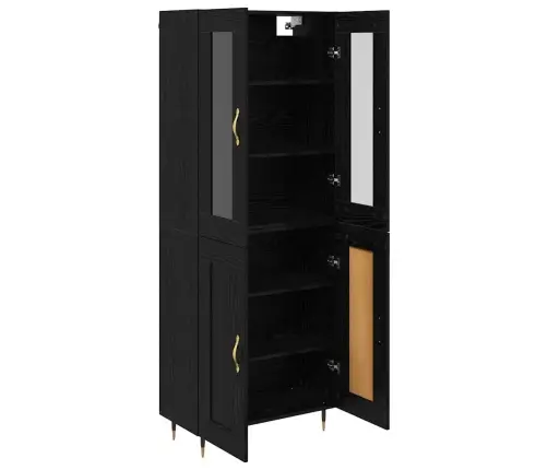 Augstais Skapītis 2 Pcs Melns Ozolkoks 69,5 X 34 X 180 Cm Vidaxl