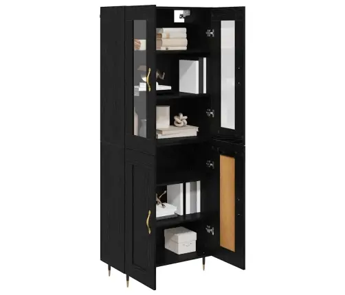 Augstais Skapītis 2 Pcs Melns Ozolkoks 69,5 X 34 X 180 Cm Vidaxl