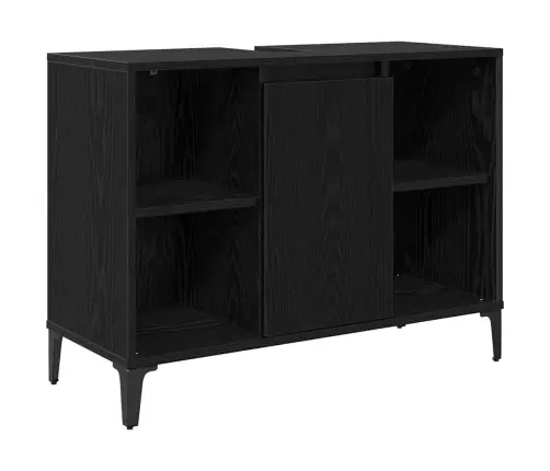 Vannas Istabas Mēbeļu Komplekts Ar Plauktu 3 Pcs Melns Ozols Vidaxl