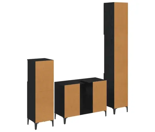 Vannas Istabas Mēbeļu Komplekts Ar Plauktu 3 Pcs Melns Ozols Vidaxl