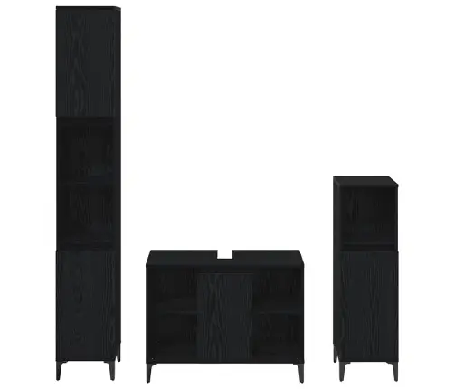 Vannas Istabas Mēbeļu Komplekts Ar Plauktu 3 Pcs Melns Ozols Vidaxl