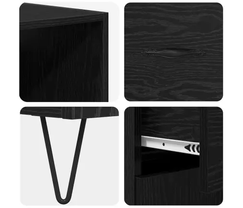 Aukštas Spintelė 2 Pcs Juodas Ąžuolas Apdirbta Mediena