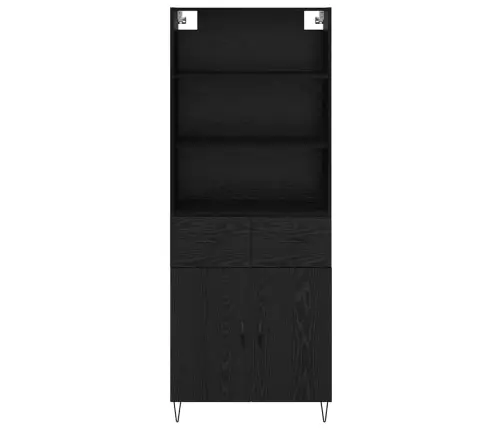 Aukštas Spintelė 2 Pcs Juodas Ąžuolas Apdirbta Mediena