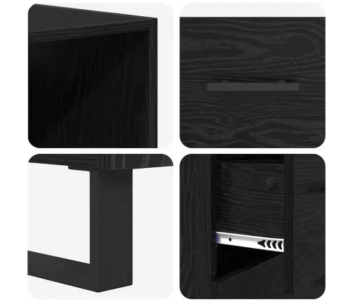 Aukštas Spintelė Su Stalčių Juodas Ąžuolas 69,5 X 34 X 180 Cm