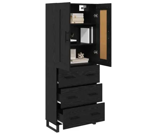 Aukštas Spintelė Su Stalčių Juodas Ąžuolas 69,5 X 34 X 180 Cm