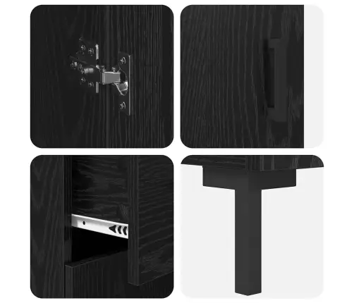 Augstais Skapītis 2 Pcs Melns Ozolkoks 69,5 X 34 X 180 Cm Vidaxl