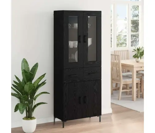 Augstais Skapītis 2 Pcs Melns Ozolkoks 69,5 X 34 X 180 Cm Vidaxl