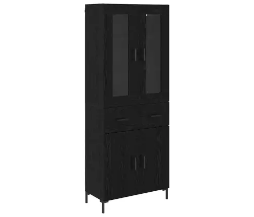 Augstais Skapītis 2 Pcs Melns Ozolkoks 69,5 X 34 X 180 Cm Vidaxl