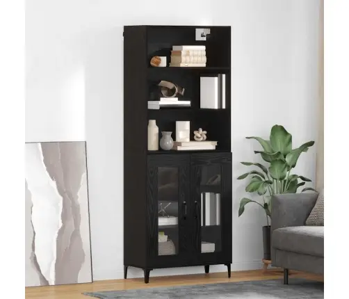 Puse Ar Atvilktni 2 Pcs Melns Ozolkoks Inženierijas Koks Vidaxl