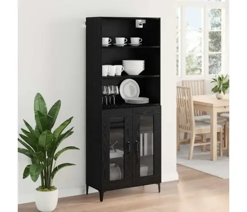 Puse Ar Atvilktni 2 Pcs Melns Ozolkoks Inženierijas Koks Vidaxl