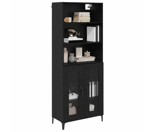 Puse Ar Atvilktni 2 Pcs Melns Ozolkoks Inženierijas Koks Vidaxl