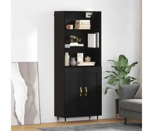 Kõrgushein 2 Pcs Must Tamm 69,5 X 34 X 180 Cm Tehispuit