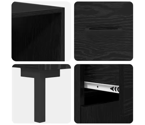 Augstais Skapītis 2 Pcs Melns Ozolkoks Inženierijas Koks Vidaxl