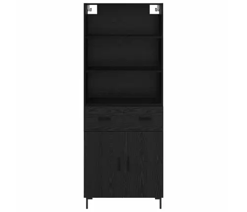 Augstais Skapītis 2 Pcs Melns Ozolkoks Inženierijas Koks Vidaxl