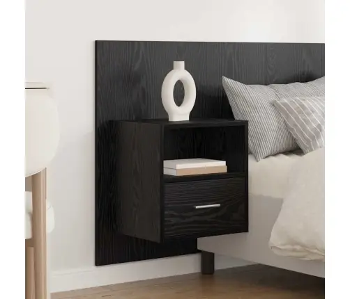 Galvos Aukštas Su Spinta 3 Pcs Juodas Ąžuolas Apdirbta Mediena