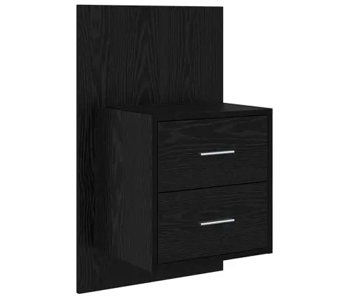 Galvos Aukštas Su Spinta 3 Pcs Juodas Ąžuolas Apdirbta Mediena