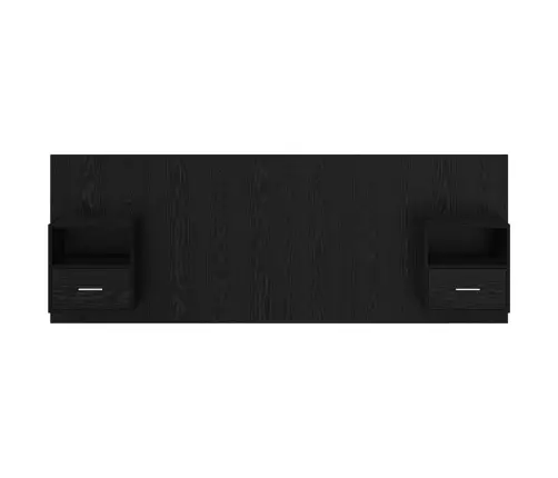Galvos Aukštas Su Spinta 3 Pcs Juodas Ąžuolas Apdirbta Mediena