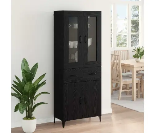 Augstais Skapītis Melns Ozolkoks 69,5 X 34 X 180 Cm Vidaxl