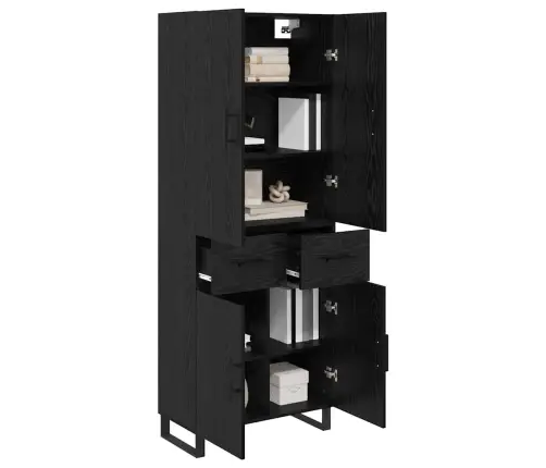 Kõrgushein Sahtliga 2 Pcs Must Tamm Kunstlik Puit Ja Klaas