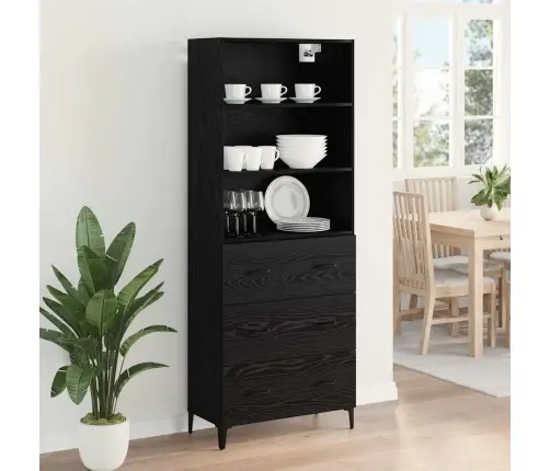 Puse Ar Atvilktni 2 Pcs Melns Ozolkoks Inženierijas Koks Vidaxl