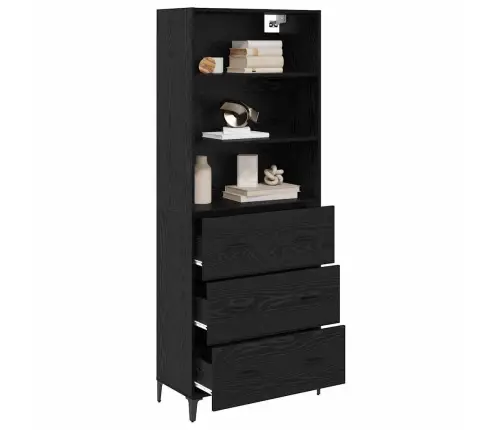 Puse Ar Atvilktni 2 Pcs Melns Ozolkoks Inženierijas Koks Vidaxl