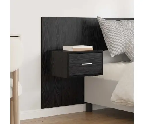 Gultas Galvas Dēlis Ar Skapīšiem 3 Pcs Melns Ozolkoks Vidaxl