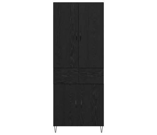Aukštas Spintelė 2 Pcs Juodas Ąžuolas Apdirbta Mediena