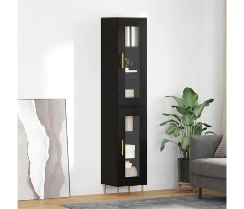 Augstais Skapītis Melns Ozolkoks 34,5 X 34 X 180 Cm Vidaxl