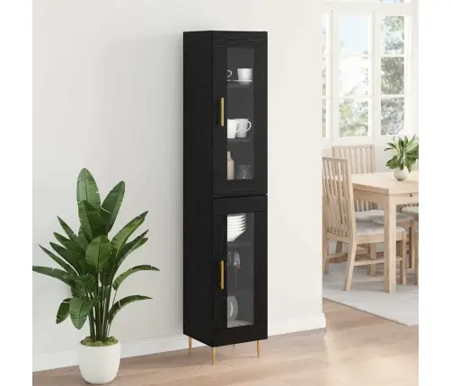 Augstais Skapītis Melns Ozolkoks 34,5 X 34 X 180 Cm Vidaxl