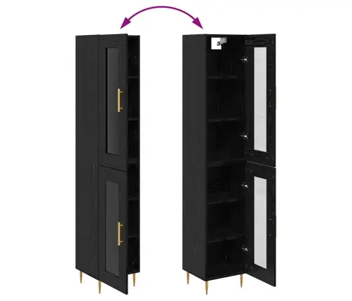 Augstais Skapītis Melns Ozolkoks 34,5 X 34 X 180 Cm Vidaxl