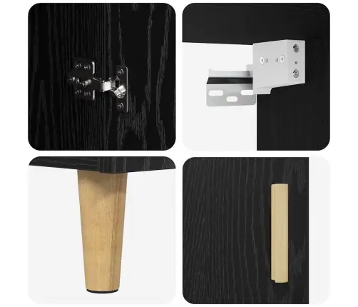 Augstais Skapītis 2 Pcs Melns Ozolkoks Inženierijas Koks Vidaxl