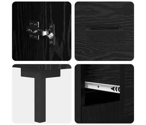 Augstais Skapītis Melns Ozolkoks 69,5 X 34 X 180 Cm Vidaxl