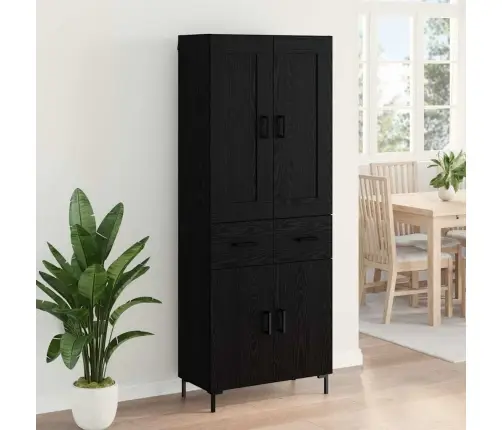 Augstais Skapītis Melns Ozolkoks 69,5 X 34 X 180 Cm Vidaxl