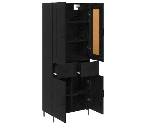 Augstais Skapītis Melns Ozolkoks 69,5 X 34 X 180 Cm Vidaxl