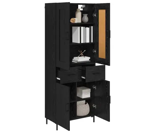 Augstais Skapītis Melns Ozolkoks 69,5 X 34 X 180 Cm Vidaxl