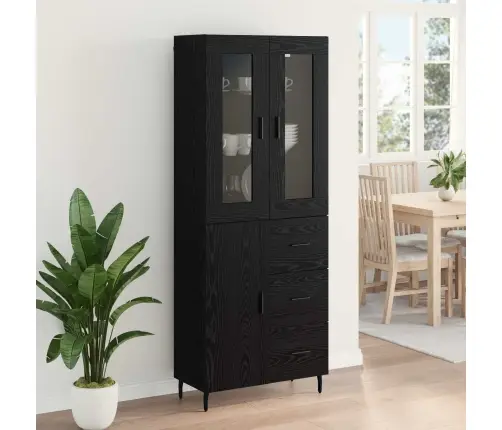 Augstais Skapītis Melns Ozolkoks 69,5 X 34 X 180 Cm Vidaxl