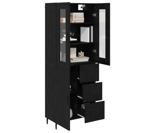 Augstais Skapītis Melns Ozolkoks 69,5 X 34 X 180 Cm Vidaxl