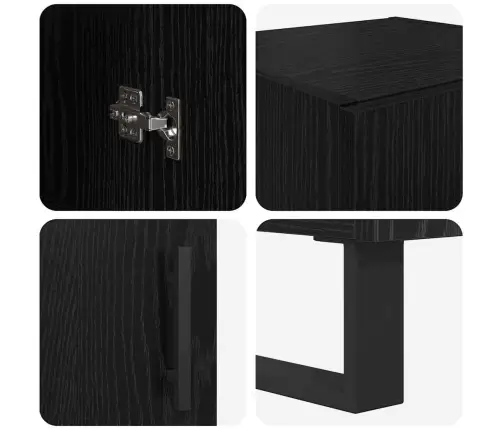 Augstais Skapītis Melns Ozolkoks 69,5 X 34 X 180 Cm Vidaxl