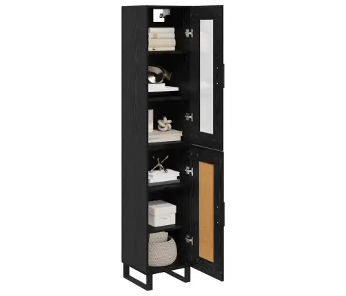 Augstais Skapītis Melns Ozolkoks 69,5 X 34 X 180 Cm Vidaxl