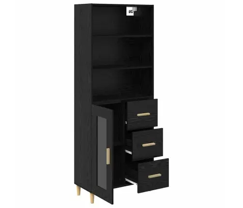 Aukštas Spintelė 2 Pcs Juodas Ąžuolas 69,5 X 34 X 180 Cm