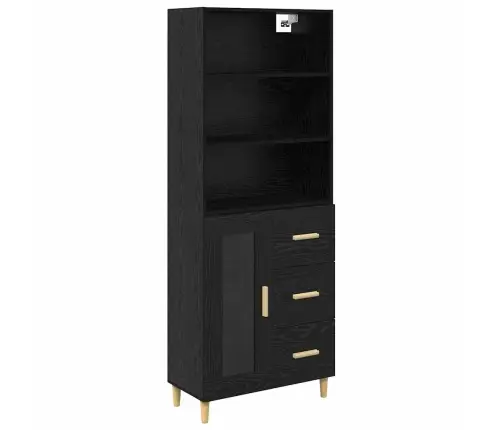 Aukštas Spintelė 2 Pcs Juodas Ąžuolas 69,5 X 34 X 180 Cm