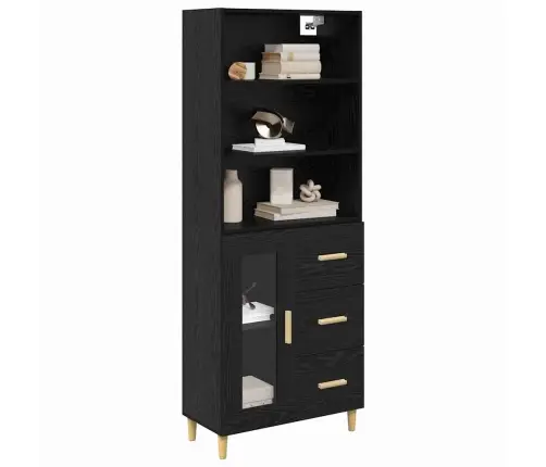 Aukštas Spintelė 2 Pcs Juodas Ąžuolas 69,5 X 34 X 180 Cm