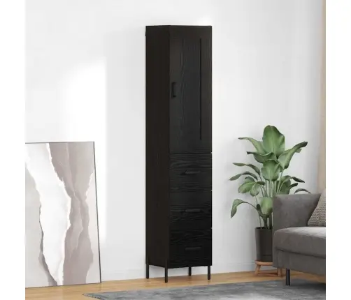 Augstais Skapītis Melns Ozolkoks 34,5 X 34 X 180 Cm Vidaxl